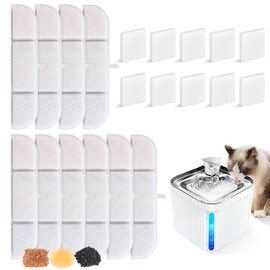 Set of 10 Cat Fountain Filter for 2.1 L Drinking Fountain, Cat Fountain Filter, 10 Pieces Carbon Filters and 10 Pieces Foam Filter, Cat Fountain Replacement Filter with Resin and Activated Carbon