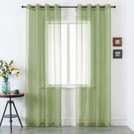 DUALIFE Cortinas transparentes con ojales, color verde salvia de 120 pulgadas de longitud extra para dormitorio, cortinas de filtrado de luz, 2 paneles para fondo de fiesta de sala de estar, 52 pulgadas de ancho x 120 pulgadas de largo