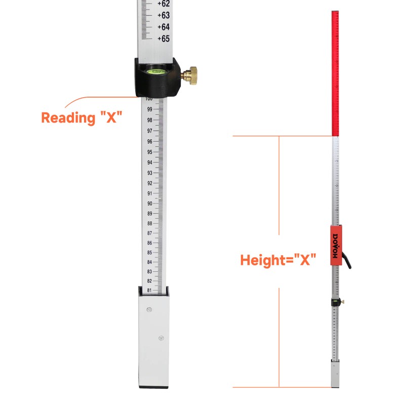 DoVoh Grade Rod Aluminum Alloy 2m Laser Level Height Measuring