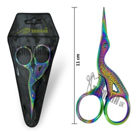 ZAMAHA UK® 1 Pcs Stainless Steel Sewing Scissors DIY for Embroidery, OWL Scissors, Craft, Needle Work, Art Work & Everyday Use (Crane Design) (Stork Multi Plasma)
