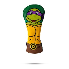 Pins & Aces TMNT Fairway Head Cover - Premium, Hand-Made Leather Headcover - Teenage Mutant Ninja Turtle Head, Tour Quality Golf Club Cover - Style and Customize You Golf Bag (Donatello)