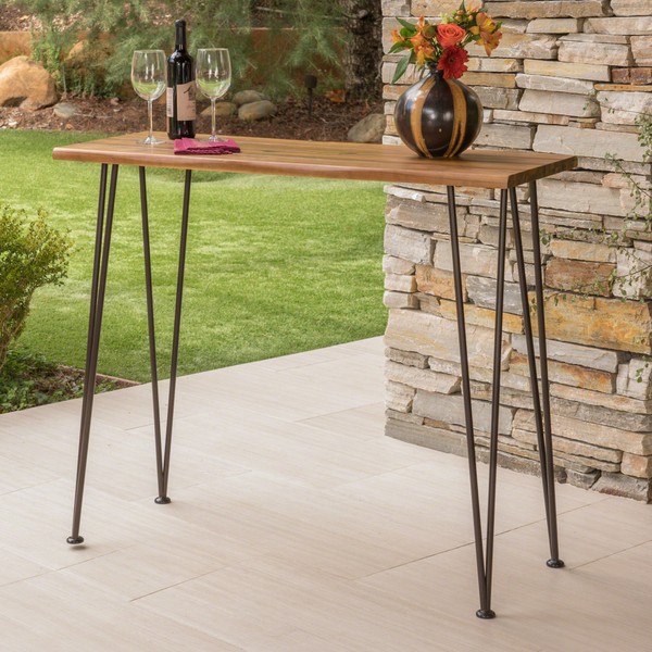 Christopher Knight Home Denali Ouotdoor Industrial Acacia Wood Bar Table