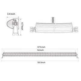 OFFROADTOWN Curved LED Light Bar, 54 inch 832W Quad Row LED Fog Lights IP68 Waterproof LED Driving Work Light Bar for Trucks SUV UTE ATV UTV