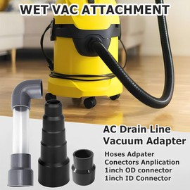 Wet Vac Attachment Drain Line Vacuum Adapter Kit to Unclog and Evacuate A/C HVAC Drain Lines, Universal Ac Drain Line Cleaner Tool Vacuum Hose To PVC Pipe DN25 1“ Adapter (Dark Grey)
