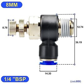 ERGAOBOY 2 Pcs 8MM Hose OD X 1/4" Elbow 90 Degree Push to Connect Air Flow Control Valve Pneumatic Connector Fittings
