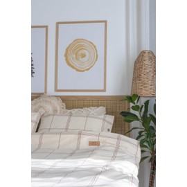 DILIOS Natural Bed Linen 135 x 200 cm - 100% Cotton, Oeko-Tex, Breathable & Anti-Allergic, Unbleached & Natural White Chequers, with Coconut Buttons, 2-Piece - Duvet Cover + Pillowcase, 100% Raw
