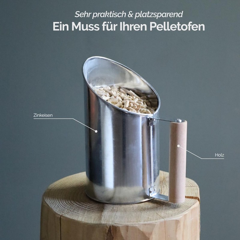 Linxor - Pellet Scoop, Zinc Iron Pellets and Wooden Handle