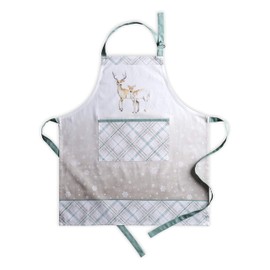 Maison d' Hermine Apron 100% Cotton 27.50"x31.50" Adjustable Neck Strap Apron with Center Pocket for Mothers Day Gifts, BBQ Women, Men, Chef, Deer In The Woods (With Pocket) - Thanksgiving/Christmas