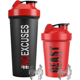 CUSHIO Shaker bottles for protein mixes 2 pack large and small