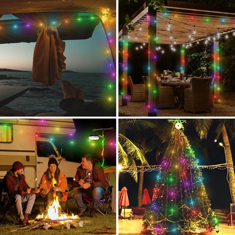 Solar Power Camping Lights String,Outdoor String Lights with 8 Modes
