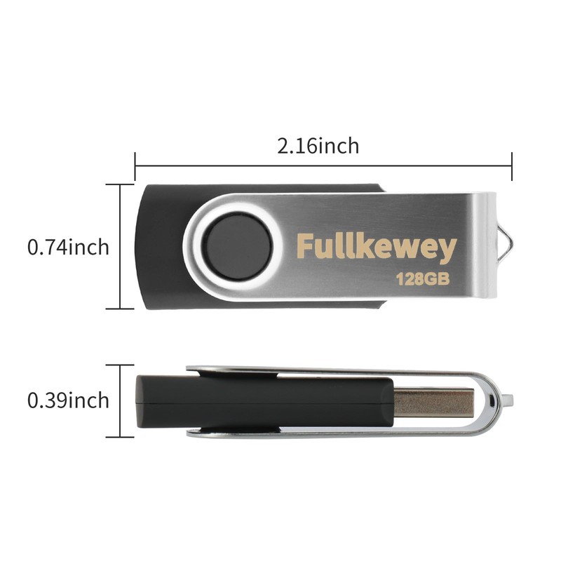 16G/32G/64G/128G Flash Drive, Fullkewey Thumb Drive 2.0, High Speed Memory