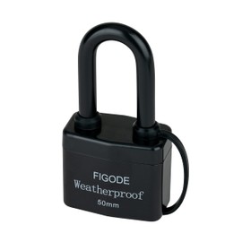 FIGODE® Outdoor Waterproof Padlock, Covered Heavy Duty Laminated Steel Keyed Lock, 2.2 in. Wide, Long Padlock