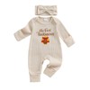 mlpeerw My First Thanksgiving Baby Girl Outfit Newborn Turkey Jumpsuit