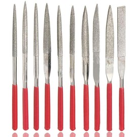 HaoTrade Mini File Set, Mini Diamond File, Micro Diamond Files, Diamond Needle Files, Titanium Coated Diamond Files, Hand Tools, for Soft Metal, Wood and Plastic, 2 x 100 m, Pack of 10