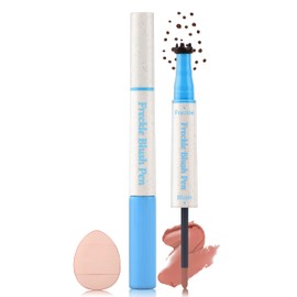 Erinde Natural Freckle Blush Pen, 2 in 1 Dark Brown Liquid Freckle Stamp & Coral Orange Liquid Blush for Cheeks, Long Lasting Waterproof Freckles Tattoo Marker for Natural Sunkissed Makeup, 02