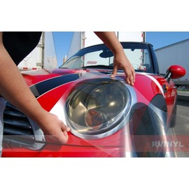 Rvinyl Headlight Pre Cut Film Cover Kit in Blackout Smoke Compatible with Jeep Wrangler 2007-2018 JK, Halogen - Adhesive Backs