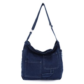 Syrads Denim Shoulder Bag, Denim Tote Bag, Hobo Bags, Women's Shoulder Bag, Handbag, Purses, darkblue