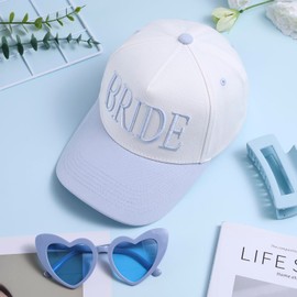Blue Bride Trucker Hat Baseball Cap Bride Accessories Bachelorette Party Gift Bridal Headwear Bach Party Decorations (One Size, Blue White)