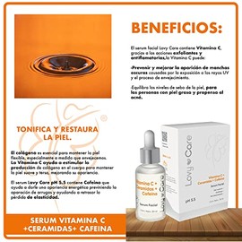 Lovy Care Duo Serum Facial Vitamina C Ceramidas Cafeina  Serum Facial Coenzima Q10 Ceramidas Te verde 30 ml cu Lovy Care Piel radiante Antifatiga...  