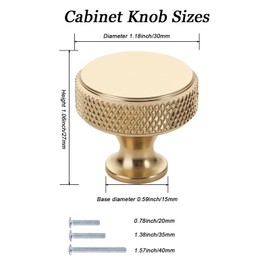 BASEPOW 10 Pack Cabinet Knobs,Brushed Gold Round Cabinet Knobs,Dresser Drawers Knobs and Pulls for Bathroom Closet Cupboard,Kitchen Cabinet Hardware (Gold)
