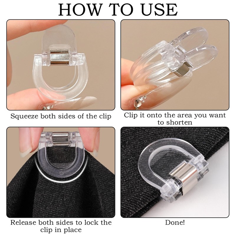 8Pcs Adjustable Hem Clips for Pants, Fabric Holders for Hemming