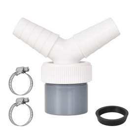 Washing Machine Drain Double Connection Y Adapter - Y Adapter for Dishwasher, Dryer & Washing Machine - 40 mm Drain Pipe with Hose Clamp - Compatible with Hoses 19-24 mm