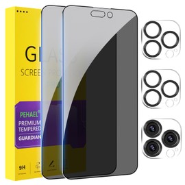 PEHAEL 2+2Pack for iPhone 14 Pro Max Privacy Screen Protector with Camera Lens Protector Full Coverage Anti-Spy Tempered Glass Film 9H Hardness Easy Installation Bubble Free [6.7 inch]