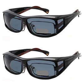 Pink Ribbon Shades 2 Pair Polarized Fit Over Wear Over Reading Glasses Sunglasses -PC70077POL-Italian Black/Black