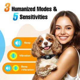 2 Pack Bark Collar for Small Dogs, Medium, Large, Puppy, Mini Dog, Rechargeable Smart Training Collar, Anti Barking Device with 5 Adjustable Sensitivity, Beep, Vibration (Light Pink)