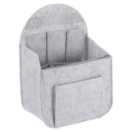 sourcing map Purse Organizer Insert, Portable Felt Organizer Bags with Metal Zipper Multiple Compartments Purse Liner for Backpack Rucksack Handbag Shoulder Bag (7.7" x 5" x 11", Light Grey)