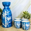 Ebros Gift Traditional Ceremony Blue Jeans Porcelain Pottery With White