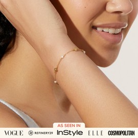 Ana Luisa Gold Flower Bracelet - Hannah Flower Bracelet | 14K Gold Plated with Pearls | Versatile Gold Pearl Bracelet, Perfect for Everyday | Hypoallergenic, Water-Resistant & Tarnish-Free Necklace