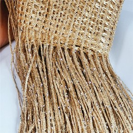 ave split Decorative Door String Curtain Wall Panel Fringe Window Room Divider Blind Divider Tassel Screen Home 100x200centimeter (Champagne18)