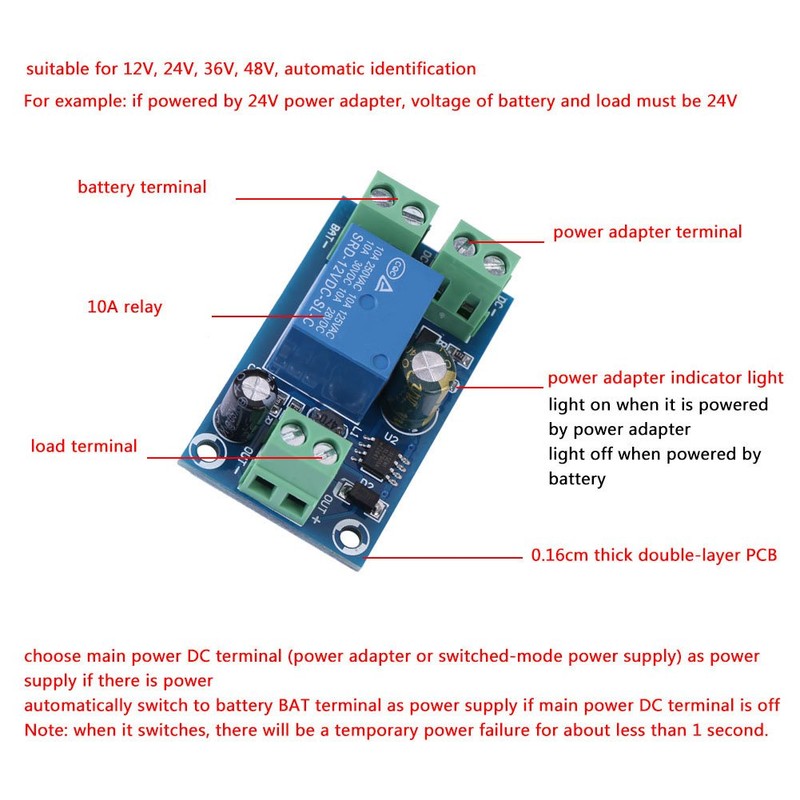 Módulo de interruptor de alimentación de CC, 12V 24V 36V