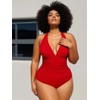 OKONOS Women's Tummy Control One Piece Swimsuit - Ruched V-Neck