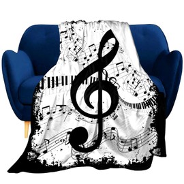 MIBDDK Abstract Music Note with Piano Blanket Flannel Fleece Throw Blankets for Sofa Couch Bed Office All Season 50"X40"