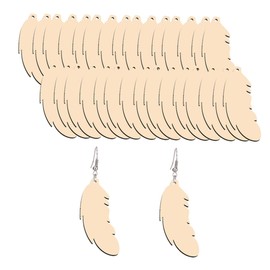 Healeved 50pcs Wooden Earrings Jewelry Tabs Ear Accessories Wooden Eardrop Ear Ornament Beige Bamboo