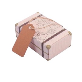 N296 10 Mini Suitcase Gift Boxes with Vintage Kraft Paper Tags - Perfect for Travel-Themed Parties, Weddings, Birthdays, Bridal Showers, And Festive Holiday Events
