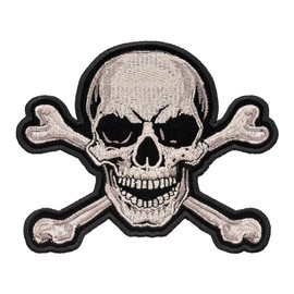 Tan Skull & Crossbones Patch, Small Size