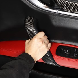 RURZTDAKM Auto Inner Door Armrest Handle Decorative Protector Cover,Real Carbon Fiber Trim,Fit for Maserati Ghibli 2014-2022,Car Interior Accessories 3PCS (Black Carbon Fiber)