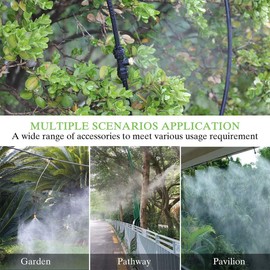 10 Pack Brass Misting Nozzles Kit, 0.4mm 10/24 UNC, 10pcs Thread Misting Nozzle Tees 1/4" Slip Lock with 1pcs Plug for Outdoor Cooling System Patio Misting System Nozzles Replacement (Black)