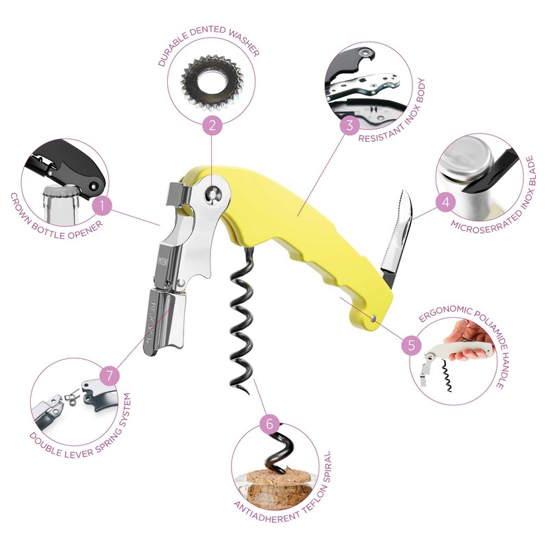 Koala Spain Retro 2-stroke corkscrew, pastel yellow