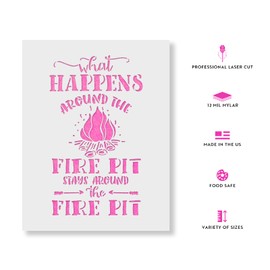 Fire Pit Camping Summer Sign Stencil - Camping Stencil, Sign Stencil, Outdoor Stencil, Fire Pit Stencil, Sign