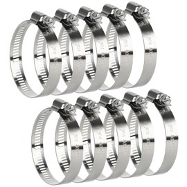 Hose Clamp, 10 Pieces 2.5 Inch Stainless Steel Hose Clamps for 1 1/2 Inch to 2 1/2 Inch Hose Pipe Large Adjustable Worm Gear Hose Clamp Assortment Kit for Automotive Radiator Fuel Line Mechanical
