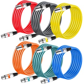 Leikurvo Pack of 6 2M XLR Cable, Premium Balanced XLR Microphone Cable: DMX Microphone Signal Cable Connection Cable, 3-Pin Adapter XLR Male to Female Cable for Studio Recording and Live Production