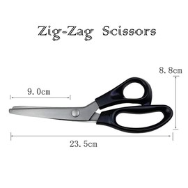 2 x ZigZag Scissors (5mm), Professional Serrated and Scalloped Tailor Scissors for Sewing, Zig Zag Scissors for Fabric, Silk, Paper, Sewing and Crafts, (2Black,5mm)