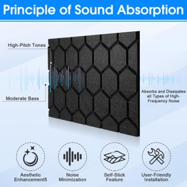 Coume 20 Pcs Large Acoustic Panels Self Adhesive Soundproof Wall Panels 24 x 12 x 0.4 Inch Wall Sound Absorbing Panel Hexagon Pattern Noise Cancelling Sound Panel for Home Recording Studio Room