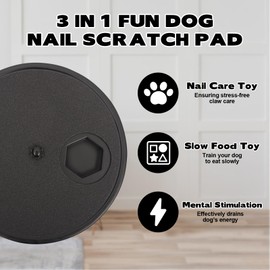 Rislobx 3 in 1 Rotatable Round Dog Scratch Board with Food Storage Compartment Box Nail Grinder Claw Care, Stress-Free Scratch Pad