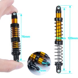 Runup RC Metal Shock Absorber, RC Damper for 1/10 RC Crawler Car Axial SCX10 90046 AXI03007 TRX4 TRX6 D90 CC01, 4 Pieces (110mm)