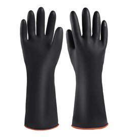 MIN-XL Heavy Duty Latex Gloves, Chemical Resistant Gloves,Safety Work Cleaning Protective Waterproof Industrial Rubber Gloves, Resist Strong Acid, Alkali and Oil（35CM）